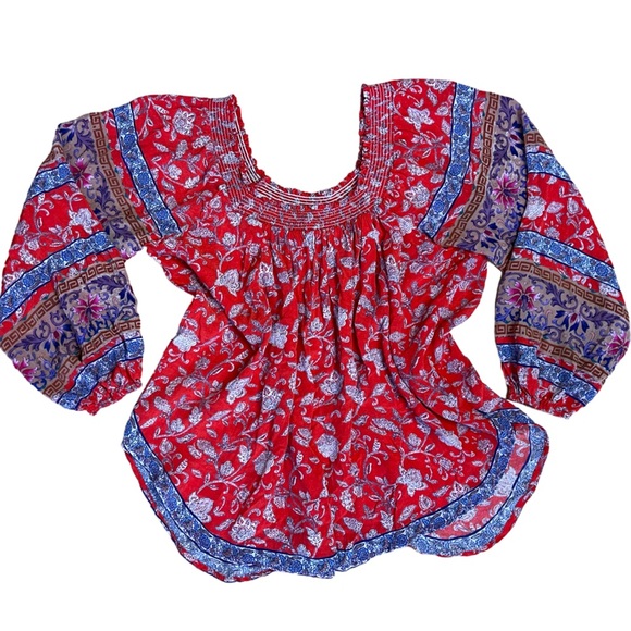 Tolani Tops - Tolani Off Shoulder Floral Print Blouse - Silky 100% Cupro, Flowly - Size M